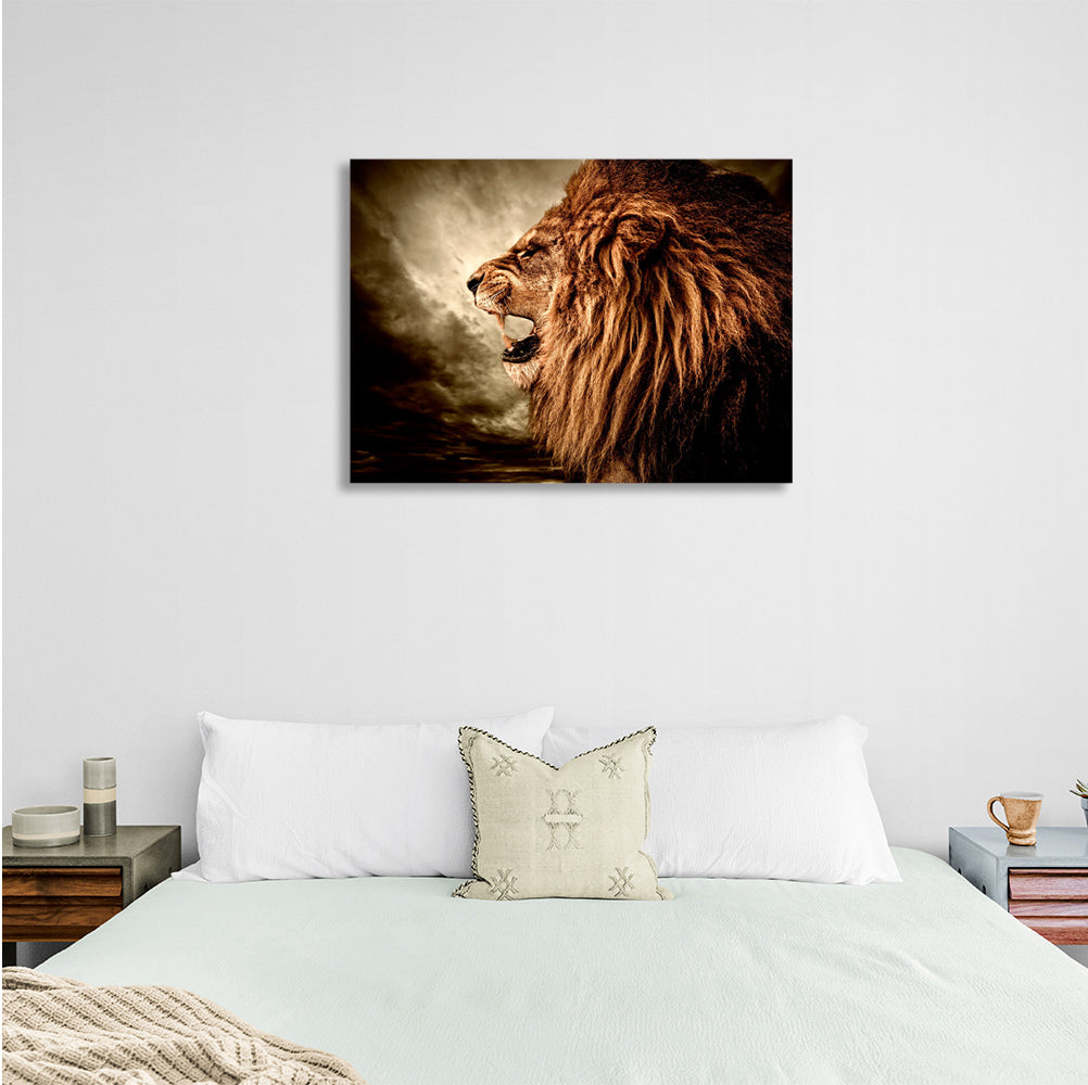 Roaring lion Canvas Wall Art Print