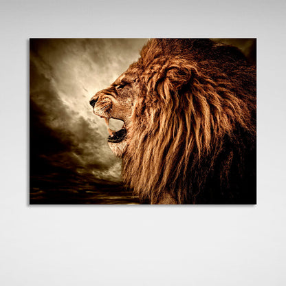 Roaring lion Canvas Wall Art Print