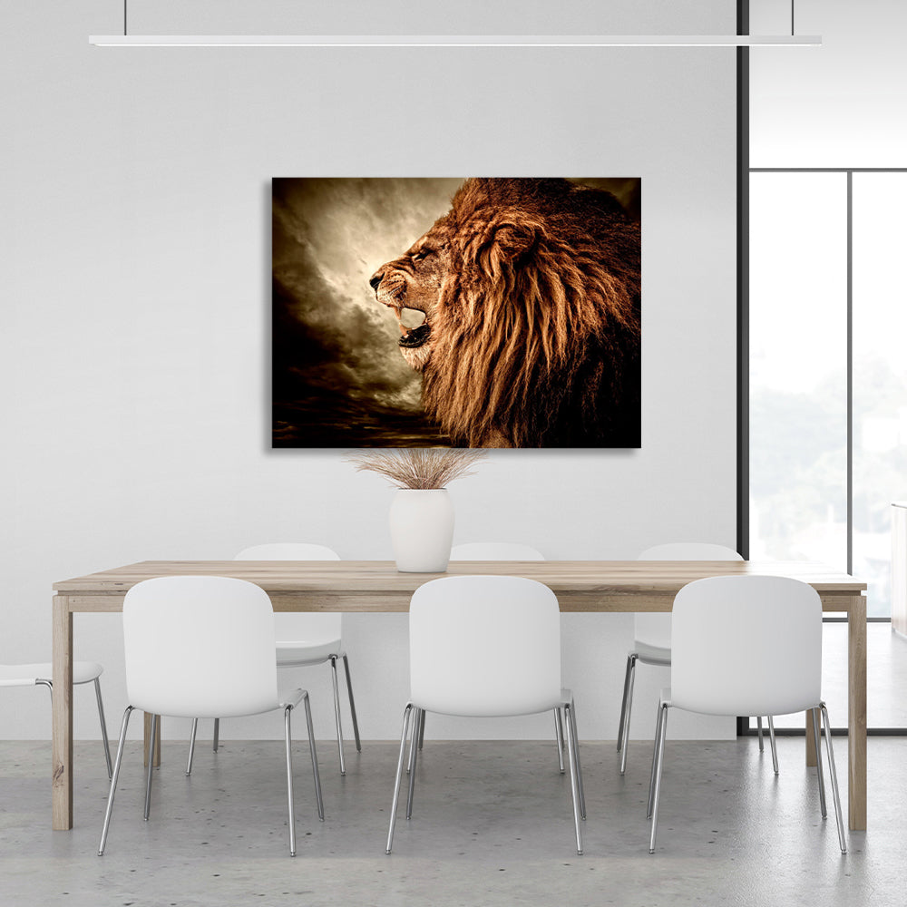 Roaring lion Canvas Wall Art Print