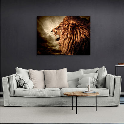 Roaring lion Canvas Wall Art Print