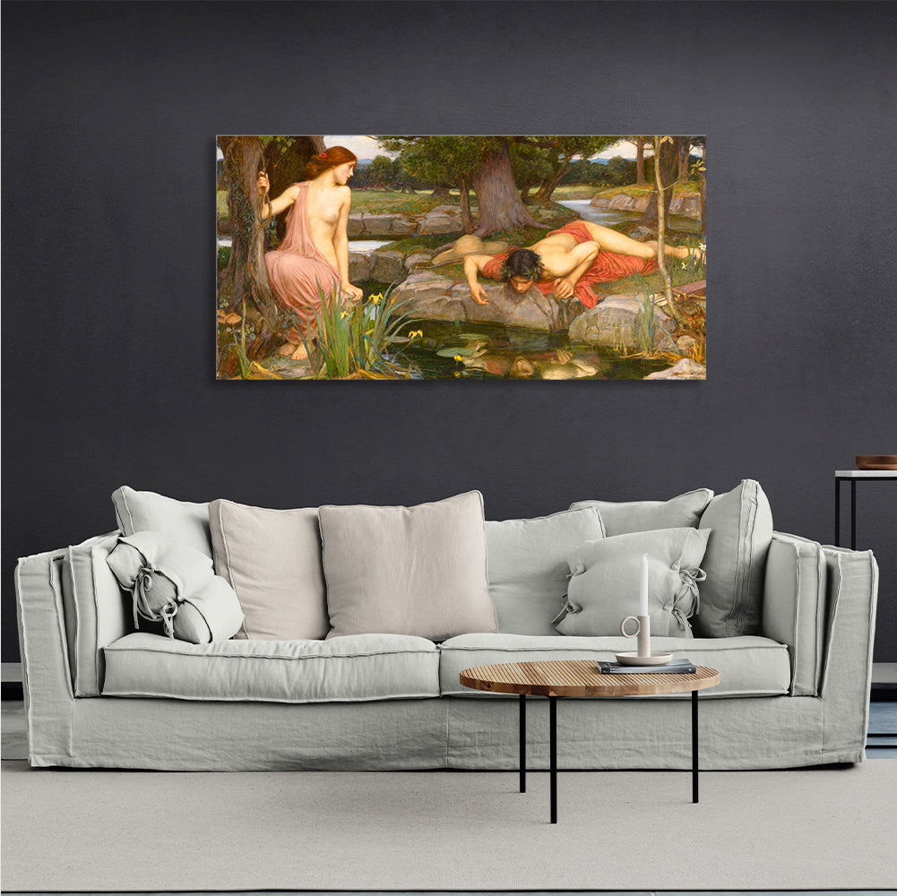 Echo and Narcissus John William Waterhouse Reproduction Canvas Wall Art Print