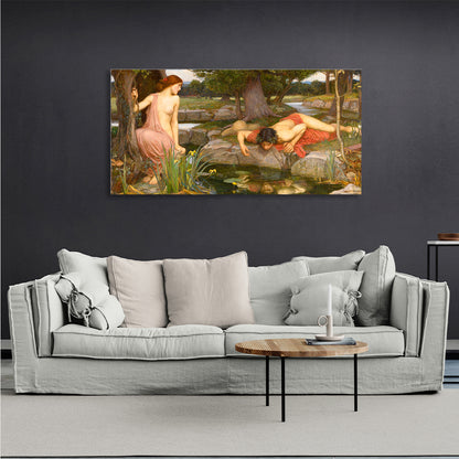 Echo and Narcissus John William Waterhouse Reproduction Canvas Wall Art Print