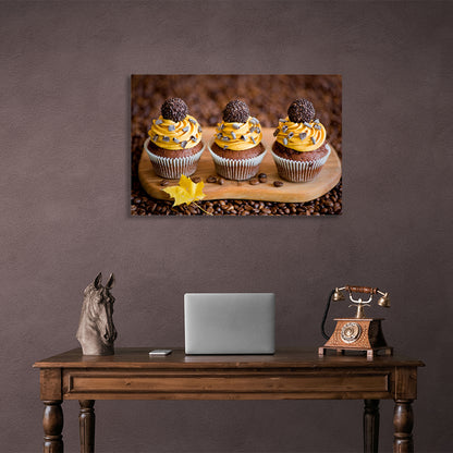 Chocolate cupcakes with cream Canvas Wall Art Print For Kitchen