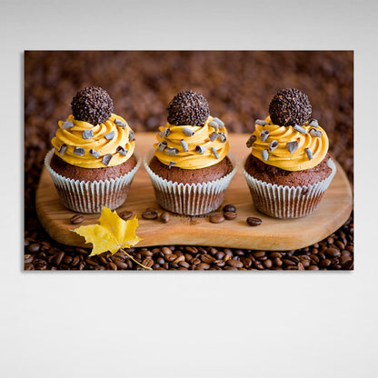 Chocolate cupcakes with cream Canvas Wall Art Print For Kitchen