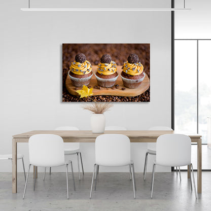 Chocolate cupcakes with cream Canvas Wall Art Print For Kitchen