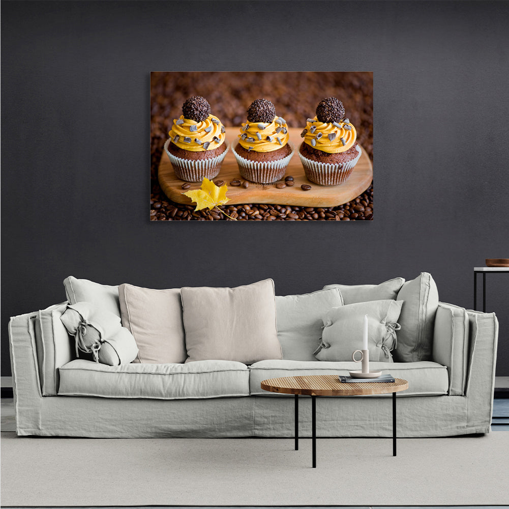 Chocolate cupcakes with cream Canvas Wall Art Print For Kitchen