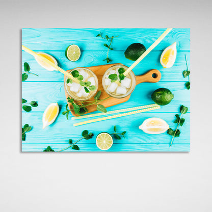 Lemonade lemon, lime Canvas Wall Art Print For Kitchen