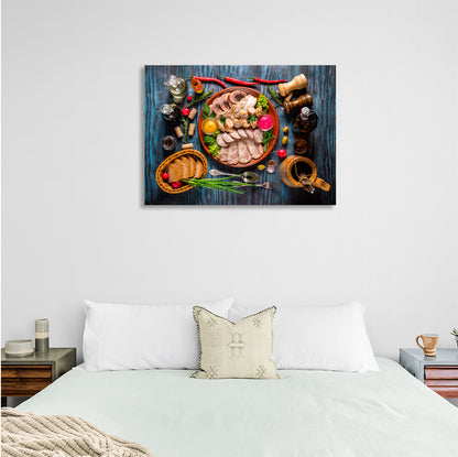 Sausage, sausage, bread Canvas Wall Art Print For Kitchen