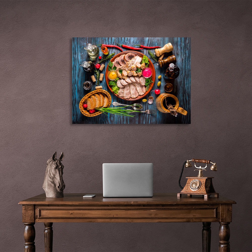 Sausage, sausage, bread Canvas Wall Art Print For Kitchen