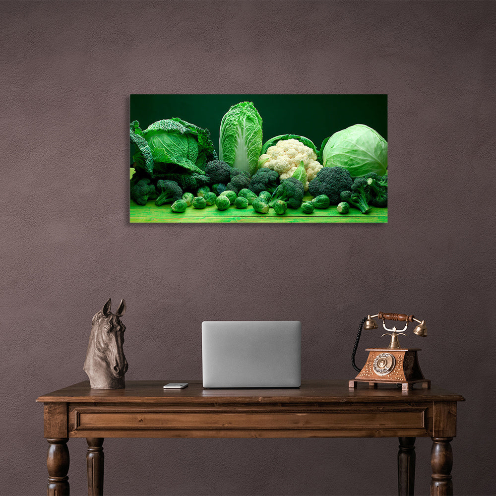 Cabbage and broccoli Canvas Wall Art Print For Kitchen