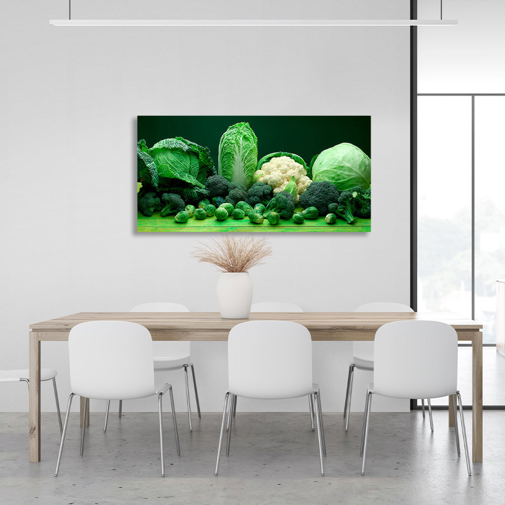 Cabbage and broccoli Canvas Wall Art Print For Kitchen