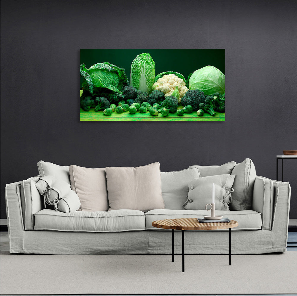 Cabbage and broccoli Canvas Wall Art Print For Kitchen