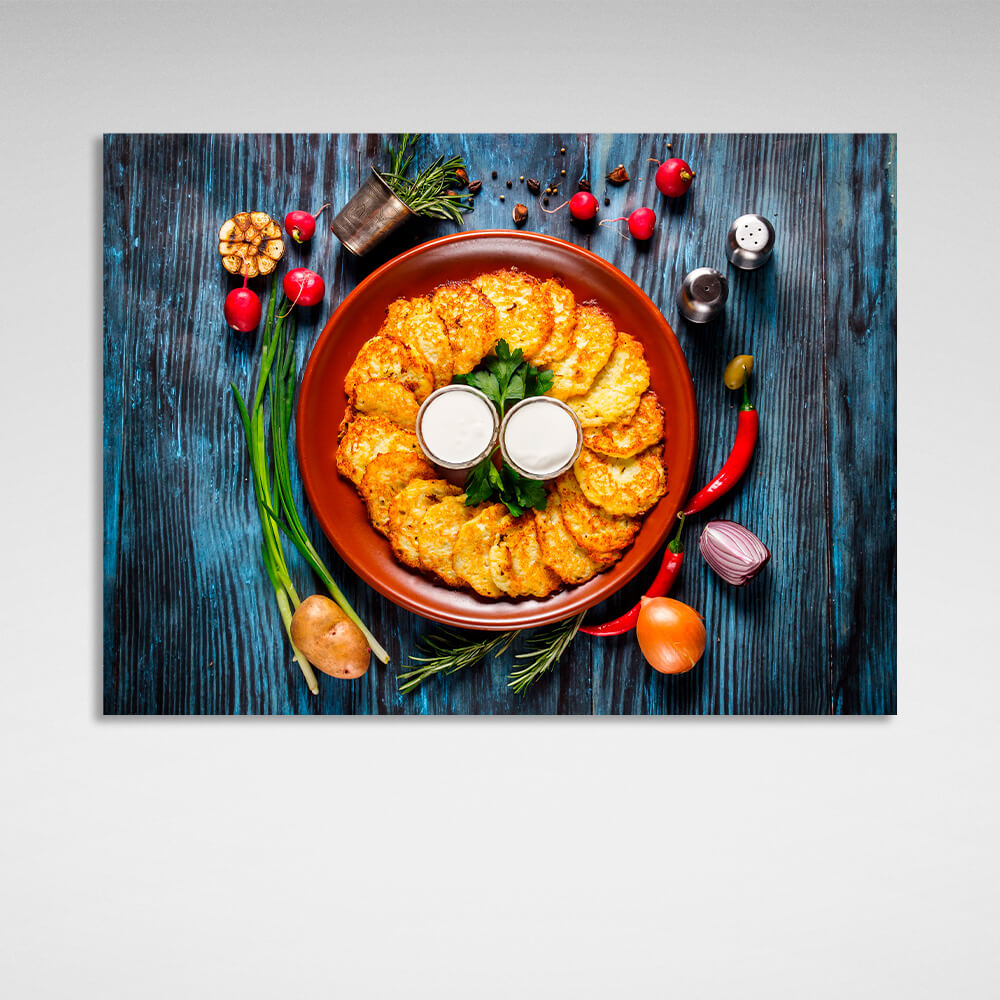 Pancakes and soy Canvas Wall Art Print For Kitchen