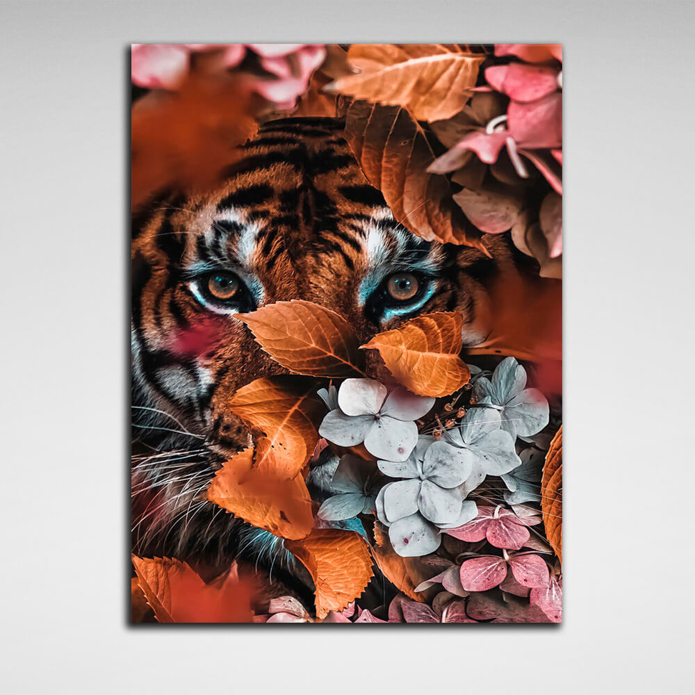 For home A tiger in colors Canvas Wall Art Print