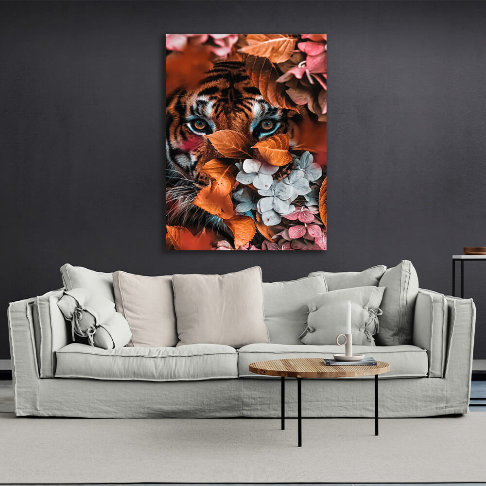 For home A tiger in colors Canvas Wall Art Print