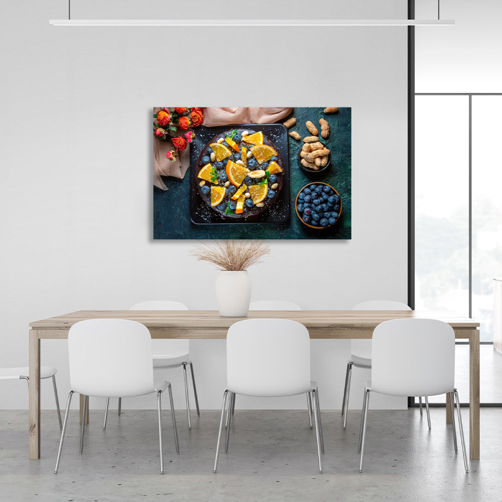 Lemon, blueberries and nuts Canvas Wall Art Print For Kitchen