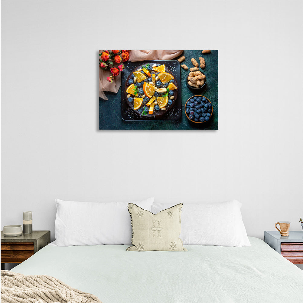 Lemon, blueberries and nuts Canvas Wall Art Print For Kitchen