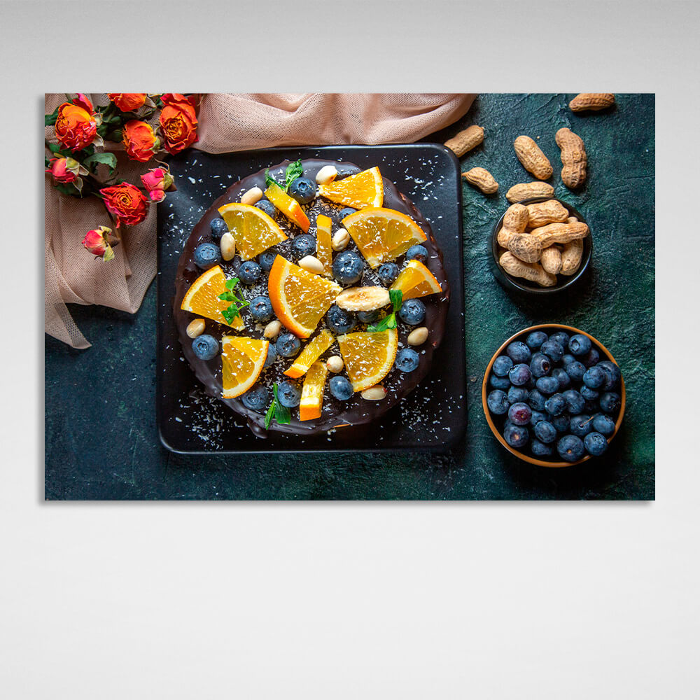 Lemon, blueberries and nuts Canvas Wall Art Print For Kitchen