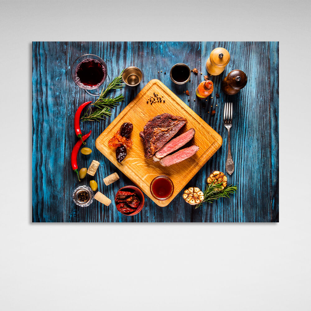 Meat and peppers Canvas Wall Art Print For Kitchen