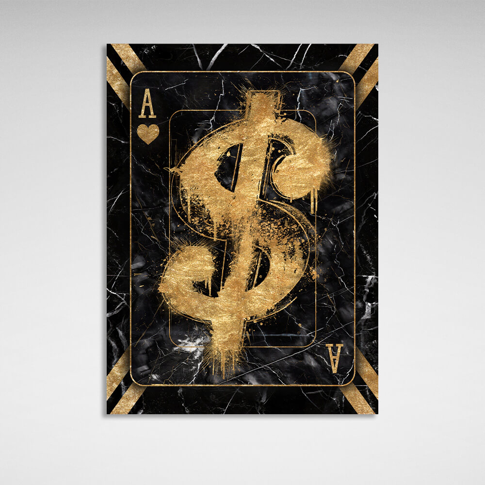 The Dolar card is black and gold Inspirational Canvas Wall Art Print