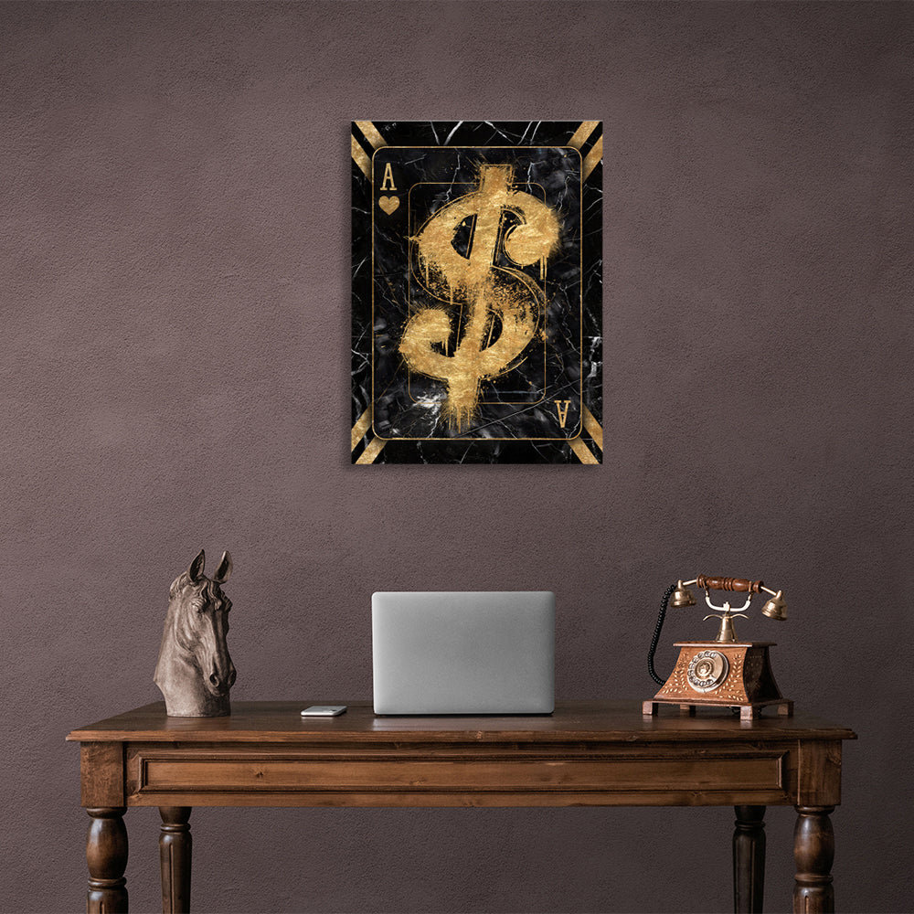 The Dolar card is black and gold Inspirational Canvas Wall Art Print