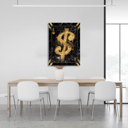 The Dolar card is black and gold Inspirational Canvas Wall Art Print