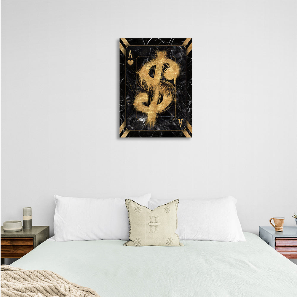 The Dolar card is black and gold Inspirational Canvas Wall Art Print