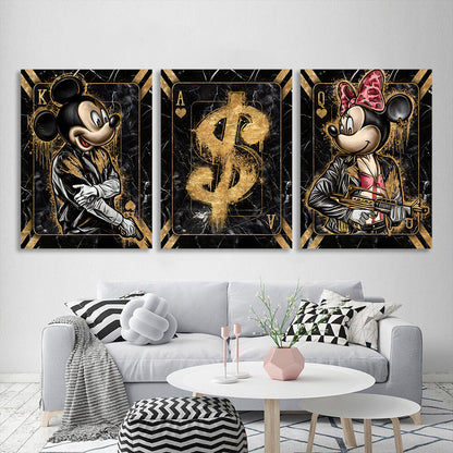 For the office for motivation modular Mickey and dolar Multi Panel Canvas Wall Art Print