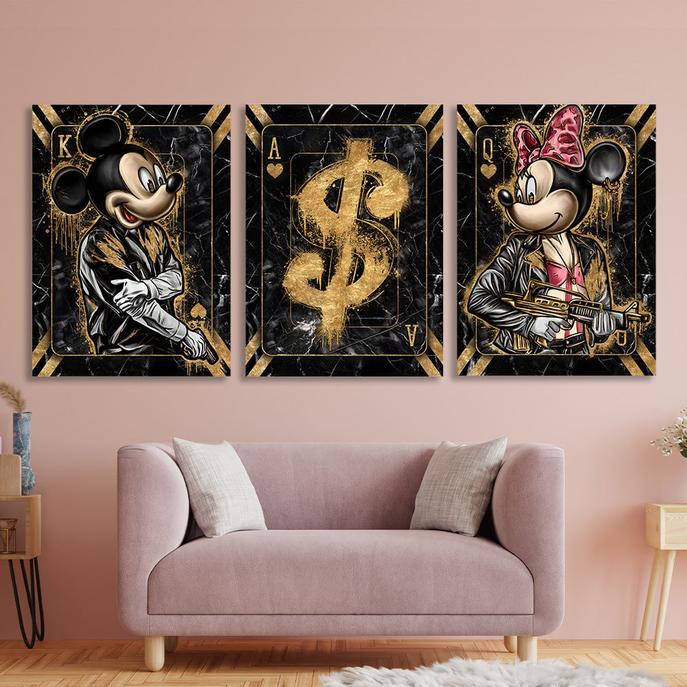 For the office for motivation modular Mickey and dolar Multi Panel Canvas Wall Art Print