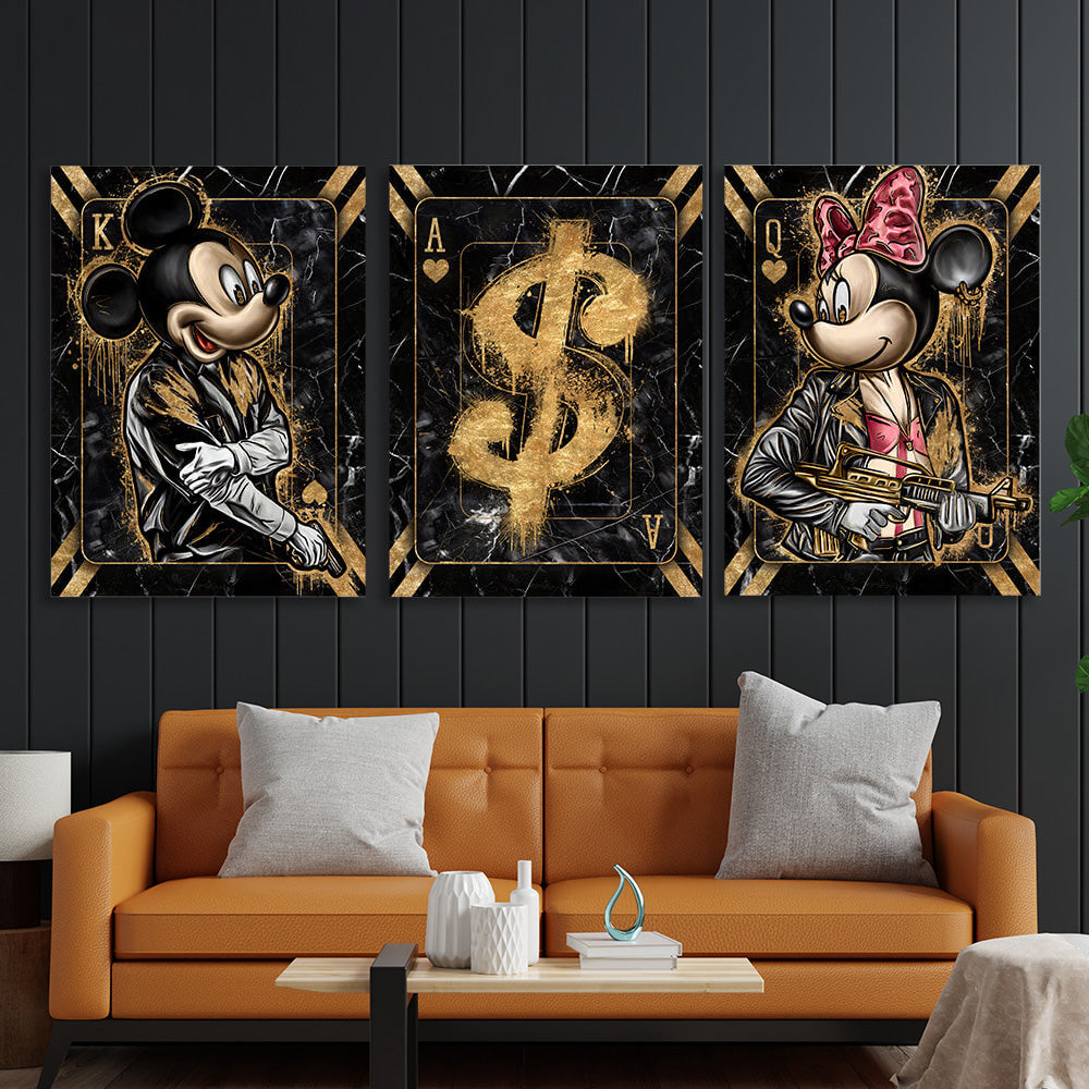 For the office for motivation modular Mickey and dolar Multi Panel Canvas Wall Art Print