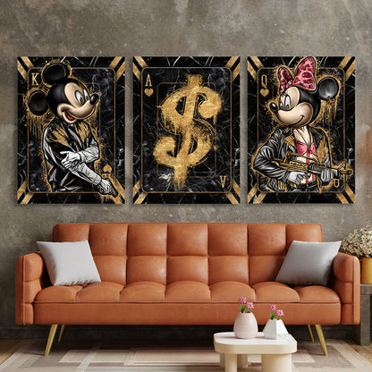 For the office for motivation modular Mickey and dolar Multi Panel Canvas Wall Art Print