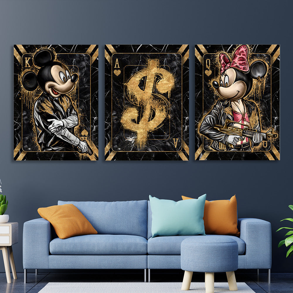 For the office for motivation modular Mickey and dolar Multi Panel Canvas Wall Art Print