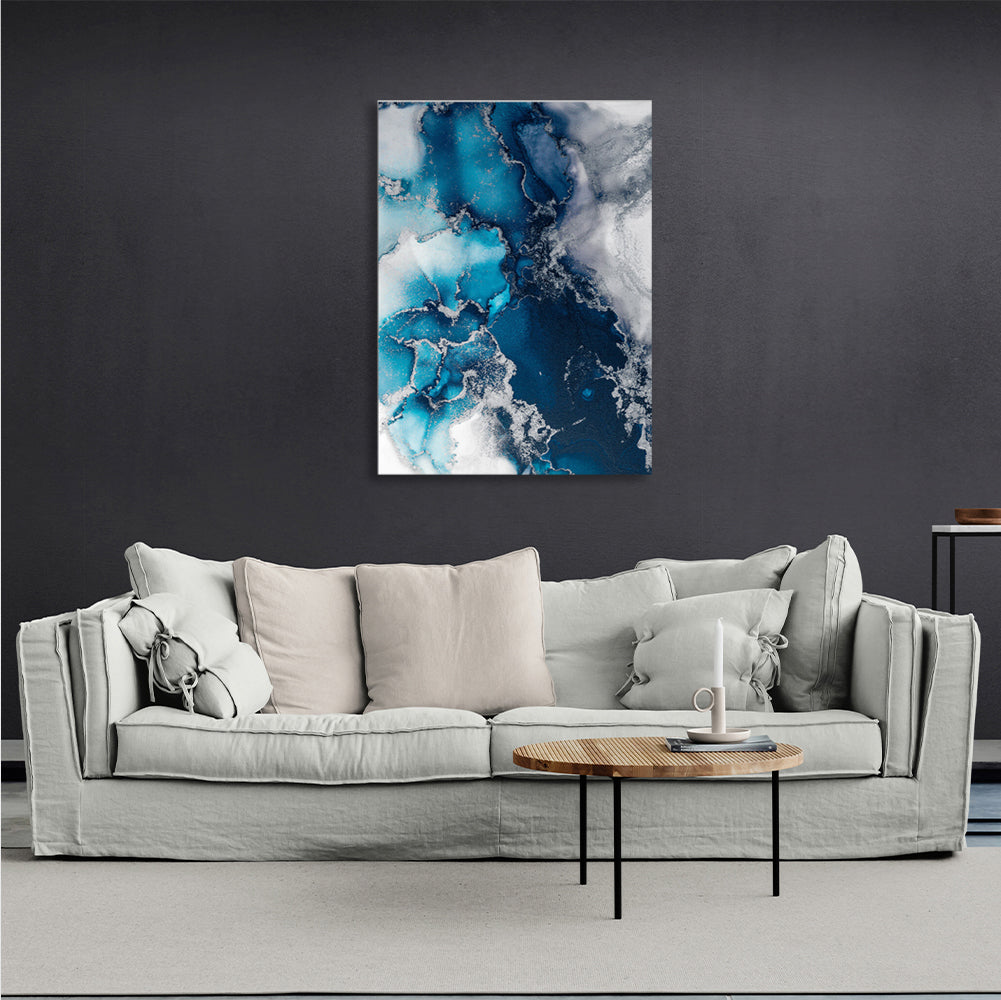 Gray-blue Abstraction Canvas Wall Art Print