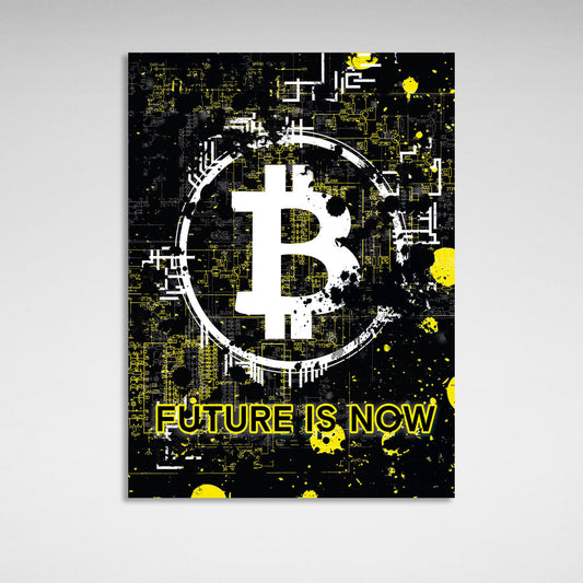 Bitcoin The future is now Inspirational Canvas Wall Art Print