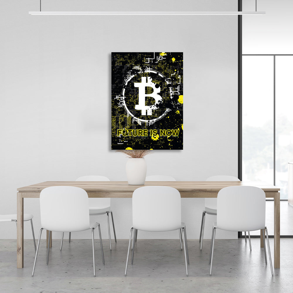 Bitcoin The future is now Inspirational Canvas Wall Art Print