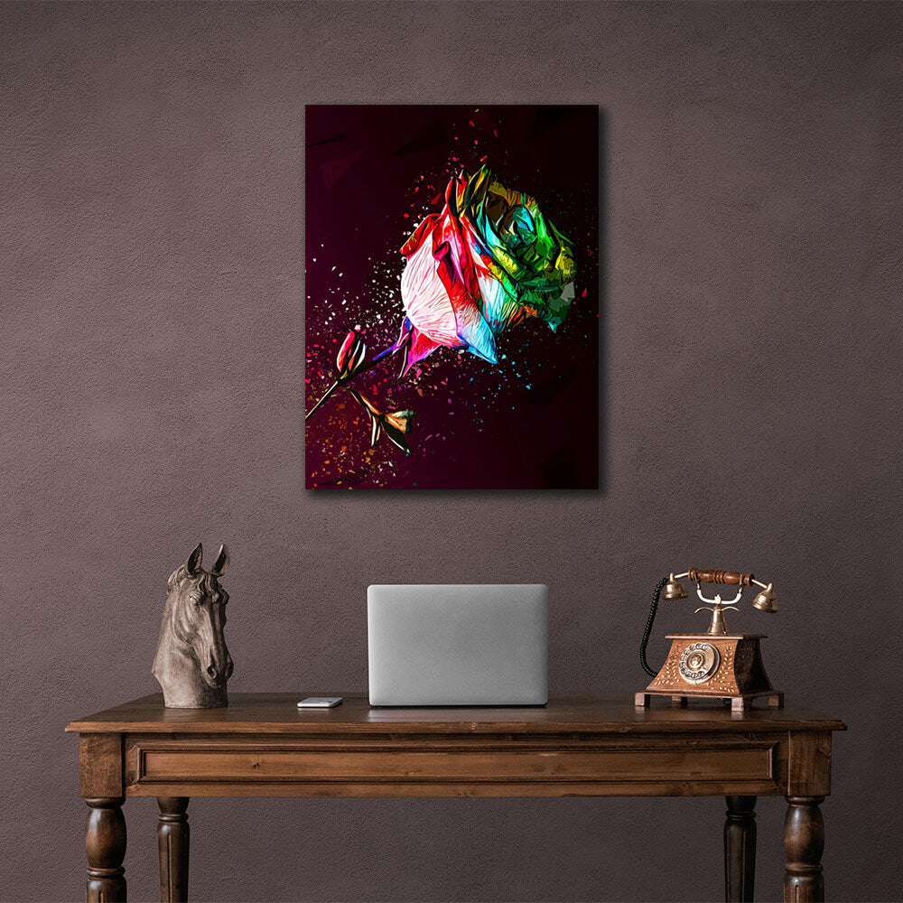 For home Colored rose Canvas Wall Art Print