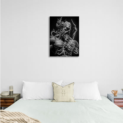 The statue of Zeus with the lightning bolt Canvas Wall Art Print