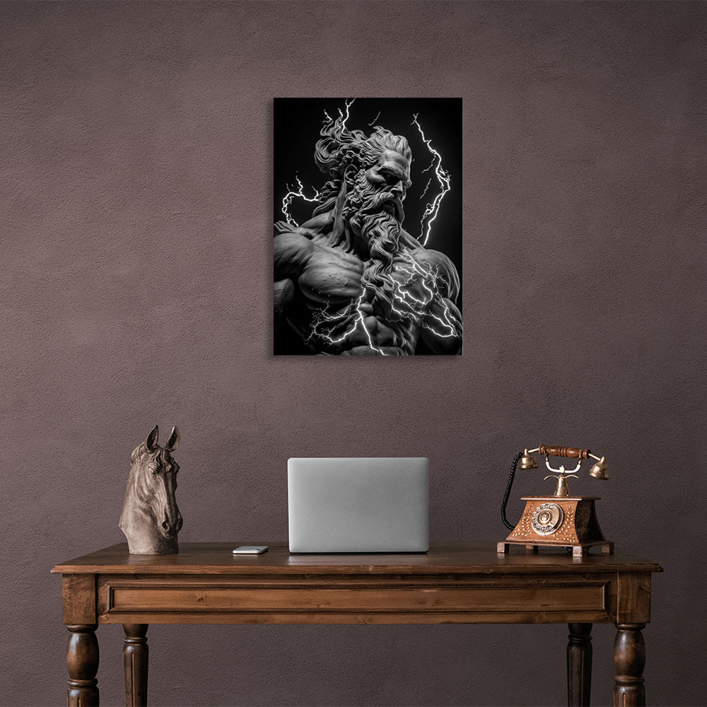 The statue of Zeus with the lightning bolt Canvas Wall Art Print