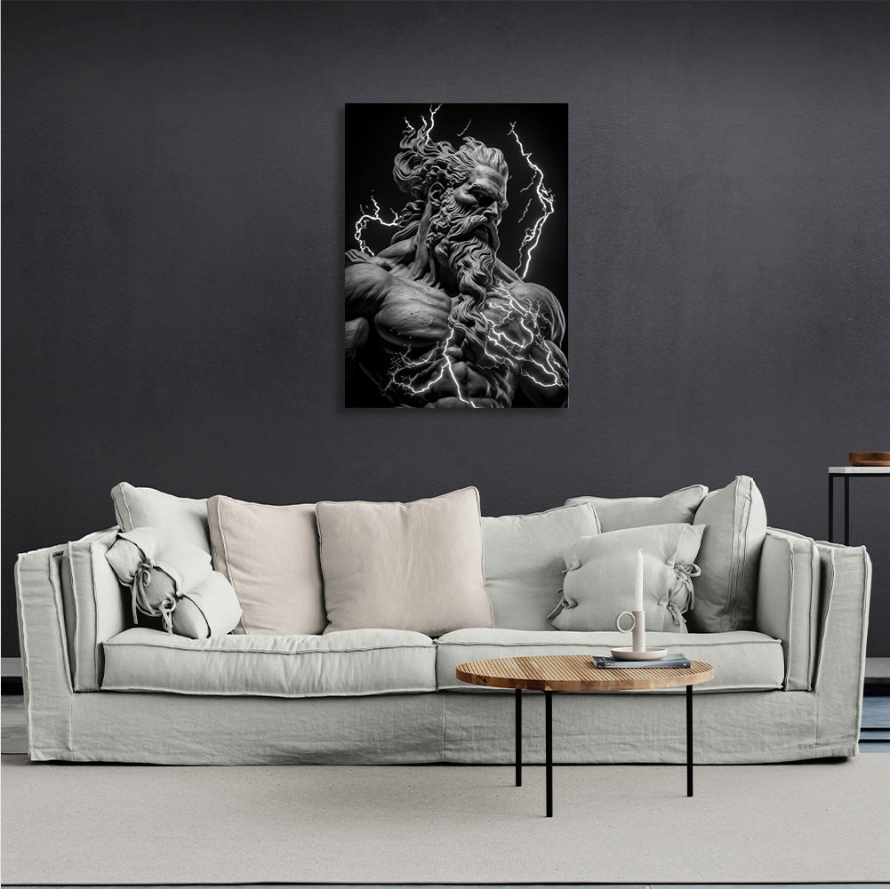 The statue of Zeus with the lightning bolt Canvas Wall Art Print