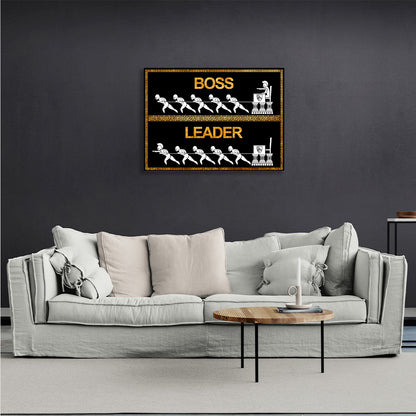 Boss Leader black and gold Motivational Canvas Wall Art Print