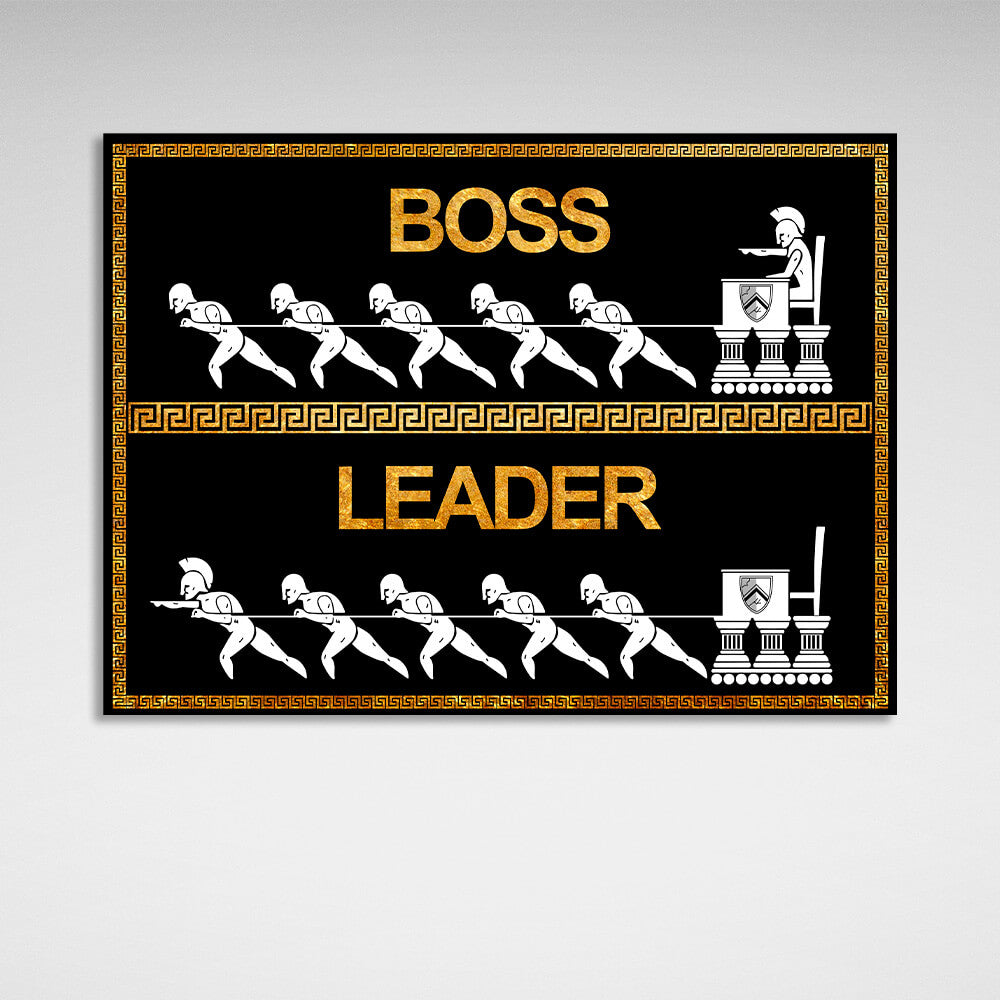 Boss Leader black and gold Motivational Canvas Wall Art Print