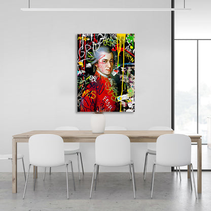 Mozart portrait in graffiti style Canvas Wall Art Print