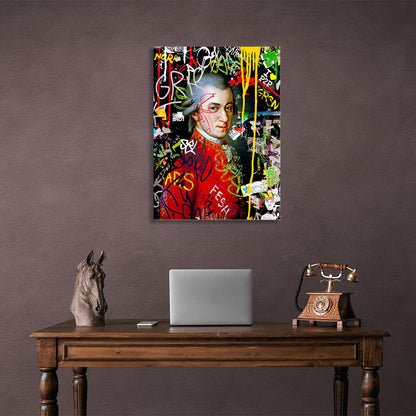 Mozart portrait in graffiti style Canvas Wall Art Print