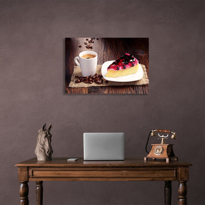 Cheesecake and coffee canvas painting for the kitchen Canvas Wall Art Print For Kitchen