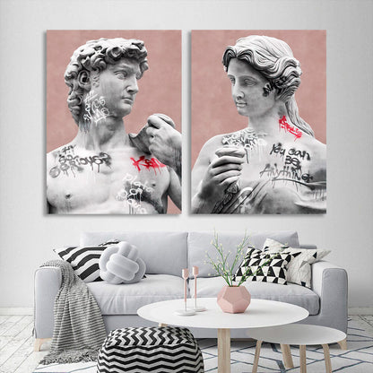 Modular for interior Greek statues Multi Panel Canvas Wall Art Print