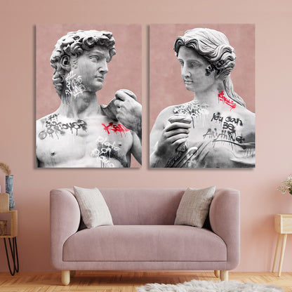 Modular for interior Greek statues Multi Panel Canvas Wall Art Print