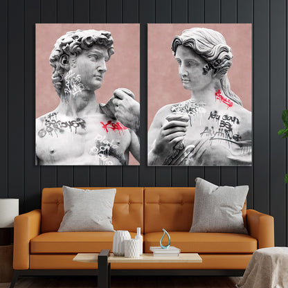 Modular for interior Greek statues Multi Panel Canvas Wall Art Print