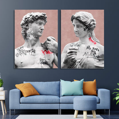 Modular for interior Greek statues Multi Panel Canvas Wall Art Print