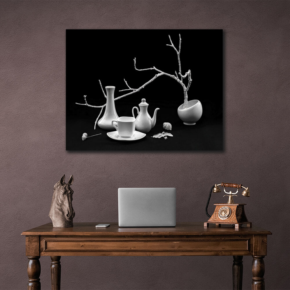 For the kitchen Black and white etude Canvas Wall Art Print