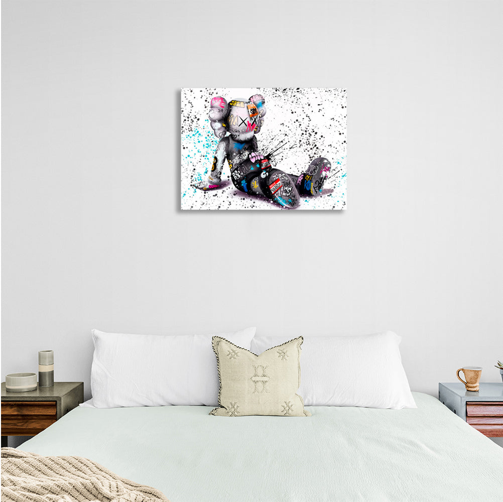 Interior doll KAWS graffiti Canvas Wall Art Print